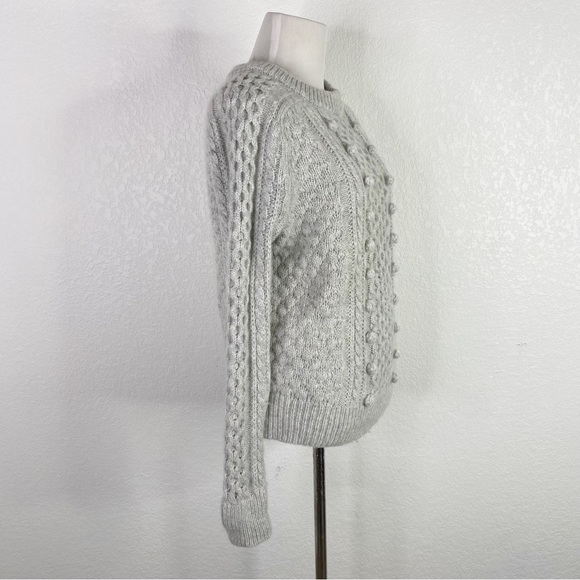 J. Crew Gray Popcorn Cable Knit Wool Blend Pullover Sweater - Picture 7 of 8